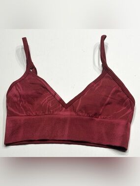 Lululemon Sports Bra Womens Deep Berry V Neck Longline Adjustable Yoga Bralette